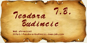 Teodora Budinčić vizit kartica
